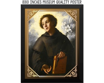 ヴィンテージ額入りパドヴァの聖アントニオの版画：カトリックの宗教