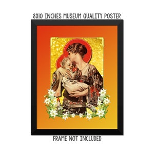 Cartel de la Virgen y el Niño - grabados religiosos - arte de la pared católica - Virgen y el Niño Jesús - regalos católicos - arte religioso