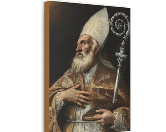 HQ Canvas - Sankt Augustinus - Tryck på Canvas - Klar att hängas - Kristen Canvas - Religiös väggkonst - Helig konst - Katolsk väggdekor