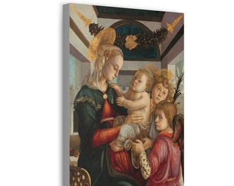 Madonna and Child with Angels Print on Canvas - Religious Wall Art - 3 Sizes - Ready To Hang - Virgin Mary Art - Catholic Art - Botticelli