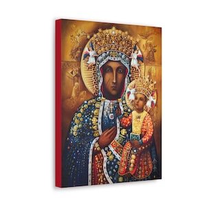 HQ Print on Canvas - Black Madonna of Czestochowa - Catholic Wall Art - 3 Sizes - Ready To Hang - Virgin Mary Art - Religious Wall Decor