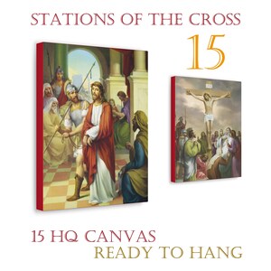 15 Stations of the Cross serie - HQ Print on Canvas - Ready to hang - Via Crucis - Easter gift for Church - Gallery Wraps - Catholic Art