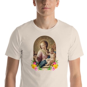 Catholic T shirt - Unisex - Virgin of the Rosary - Mother Mary and Jesus - religious gifts - catholic shirts - catholic tee