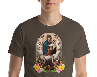 Vår Fru av Karmelberget - UNISEX t-shirt 9 färger - katolsk t-shirt - Jungfru Maria konst - religiösa kläder - helig konst