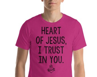 Religiöse Hemden - Unisex - 9 Farben - Herz Jesu ich vertraue auf Dich - katholische Geschenke - katholisches T-Shirt - Sacred Heart of Jesus