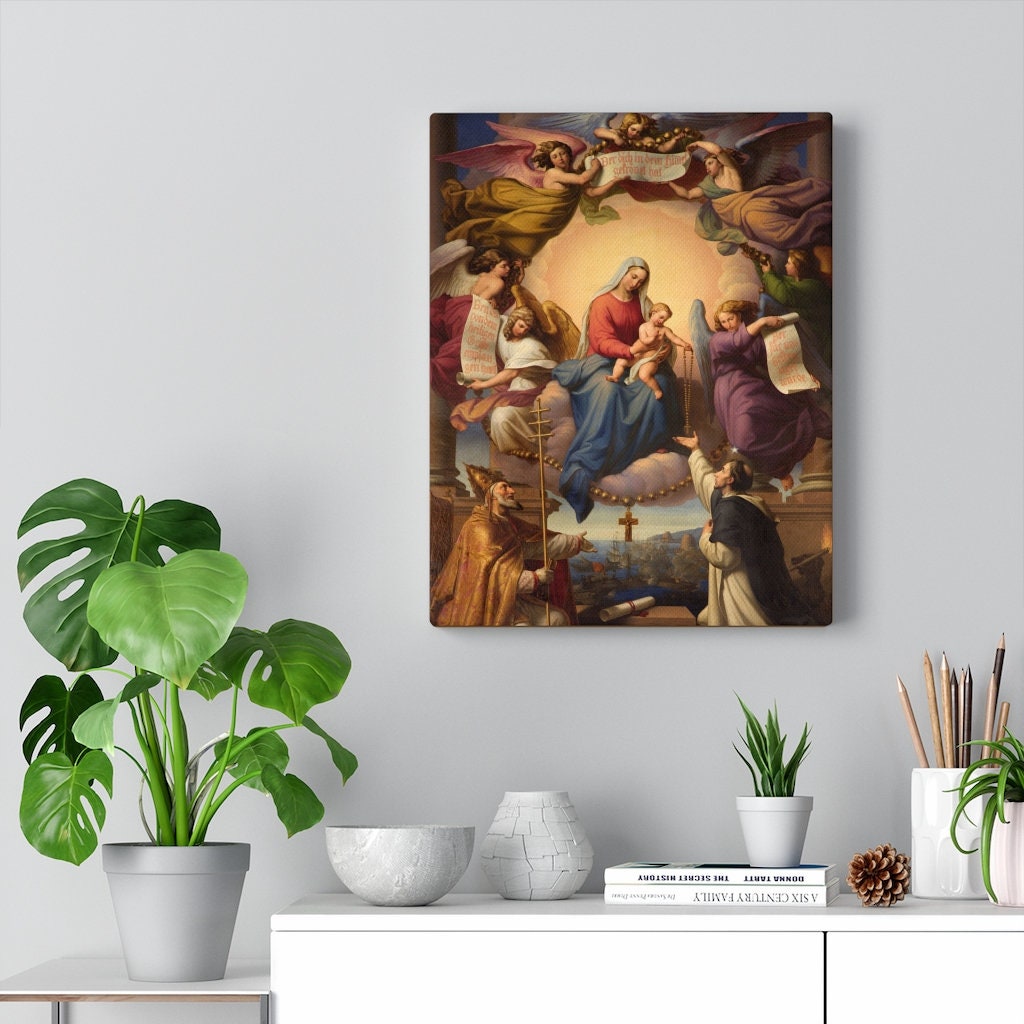 Religious Wall Art - Our Lady of the Rosary - Print on Canvas - Gallery ...