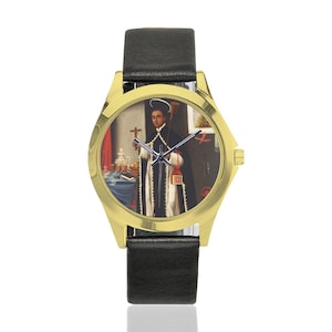St Martin de Porres - Unisex Leather Watch - wrist watch - religious gifts - Saint Martin de Porres - Catholic Saints - Dominicans