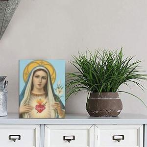 Catholic gifts - Immaculate Heart of Mary - TableTop Glossy Panel - HQ - Virgin Mary - Madonna - Religious icons - Holy Mary - Sacred Heart