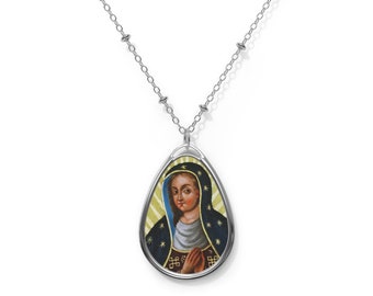 Collier Pendentif Notre-Dame De Guadalupe En Acier Inoxydable - Cœur Vierge Marie - Chaîne 40+5 Cm - Cadeau Femme