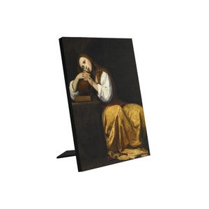 Catholic icons - St Mary Magdalene Icon on wood - Saint Mary Magdalene Photo Panel for Tabletop Display 6&quot;x8&quot; - Catholic Saints - Holy Art