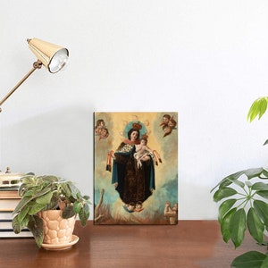 Catholic Icon - The Virgin of Carmel -  Religious gifts - Photo Panel for Tabletop Display  Our Lady of Mount Carmel - Carmelites - Faith