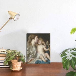 Religious Icon - Madonna and Child by Theodoor Boeyermans - MDF Photo Panel for Tabletop Display 6&quot;x8&quot; - Virgin and Child - Catholic faith