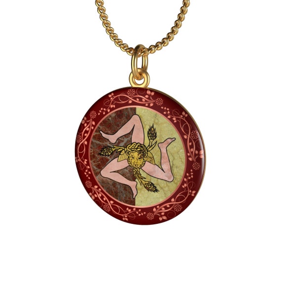 Sicily Pendentif argent massif Trinacria Sicilia Sicile