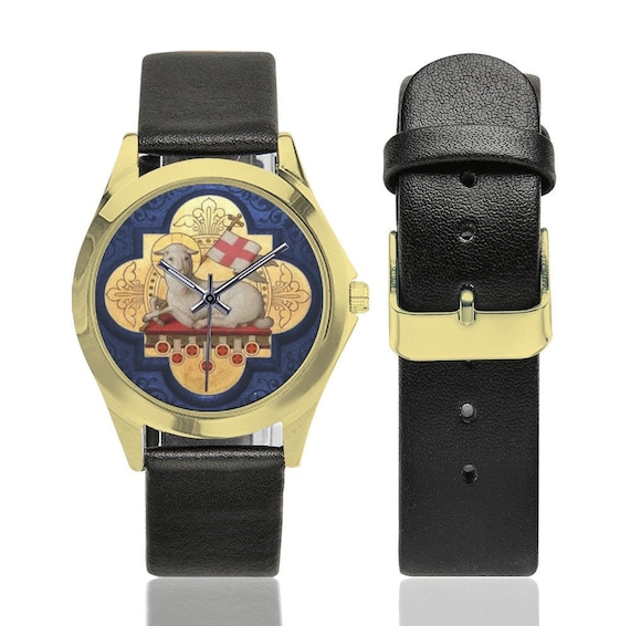 The Lamb of God - Unisex Leather Watch - Agnus Dei - Wrist  display picture 1