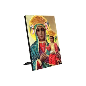 Black Madonna of Czestochowa - Print on wood - Religious icon - Virgin of Czestochowa - Catholic gifts - TableTop Panel - Polish Madonna