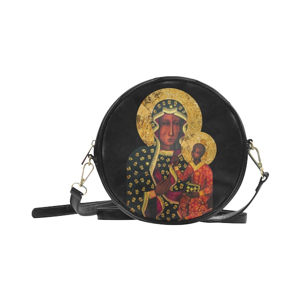 Notre-Dame de Czestochowa - Round Sling Bag - cadeau catholique pour elle - cadeau pour femmes - Vierge noire - sacs religieux - sacs Vierge Marie