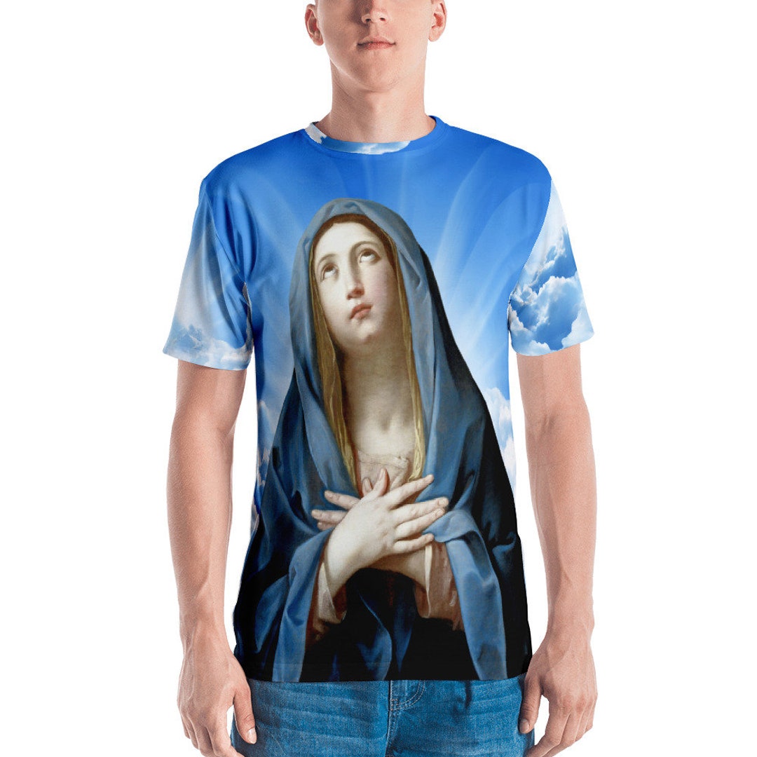 Camiseta de la Virgen María para mujer, camiseta informal Harajuku con  cuello redondo, Camiseta con estampado 3d de dibujos animados religiosos de  Jesús, ropa femenina, moda - AliExpress