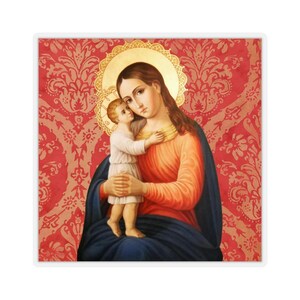 Virgin Mary Eleusa - Kiss-Cut Stickers - Religious Sticker - Mother Mary - Mother and Child - Holy Art