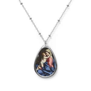 Madonna and Child by Sassoferrato - Brass pendant - necklace chain - Catholic jewelry - Religious gift - Virgin Mary pendant - Catholic gift
