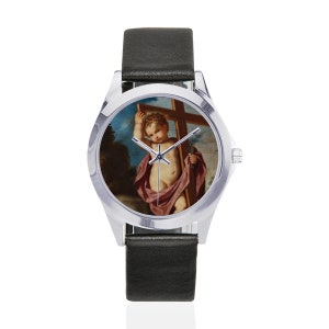 Catholic gifts - Unisex Leather Watch - Child Jesus with the Holy Cross - wrist watch - Watches - religious gift idea - Jesus Child