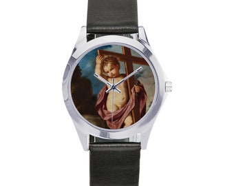 Catholic gifts - Unisex Leather Watch - Child Jesus with the Holy Cross - wrist watch - Watches - religious gift idea - Jesus Child