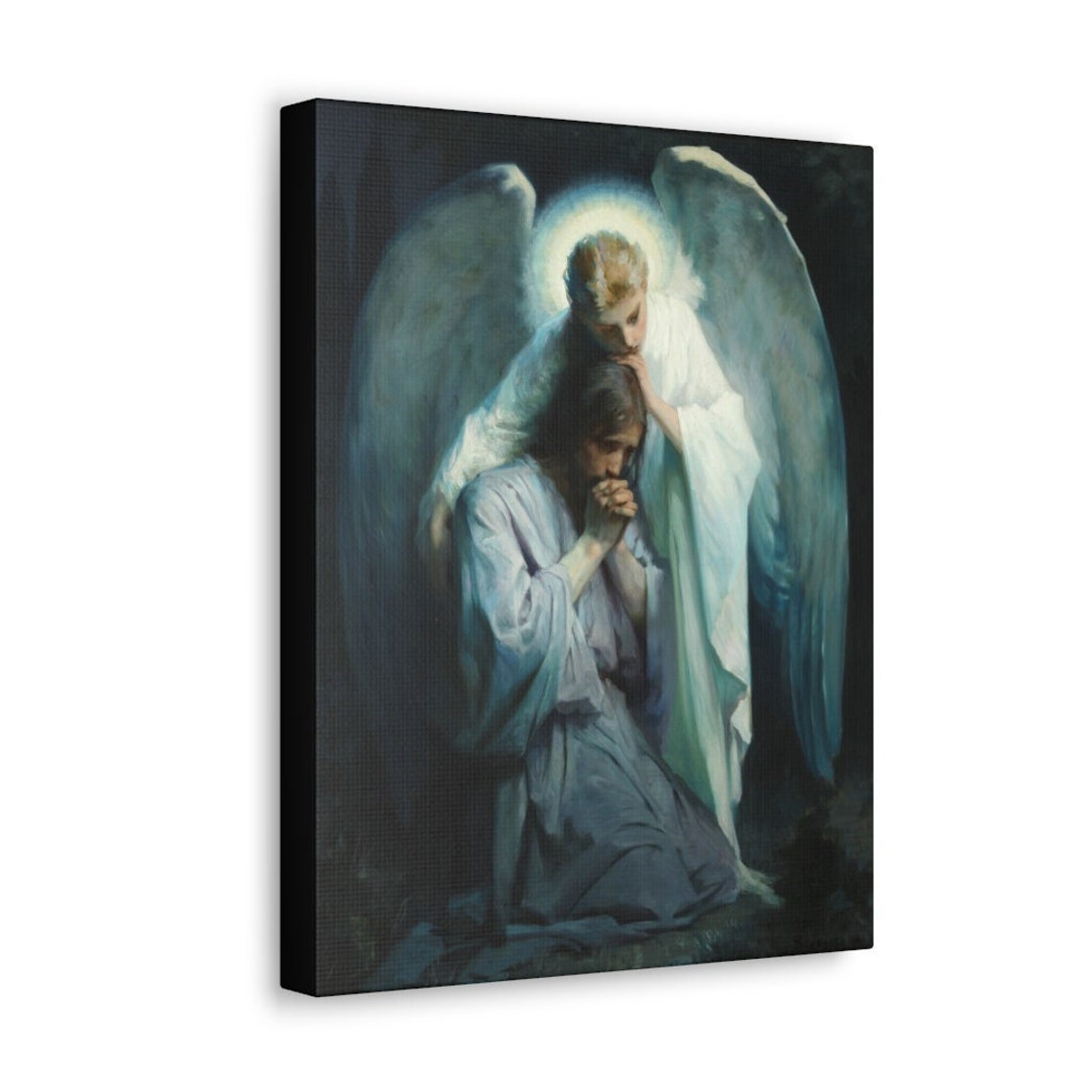 Jesus in the Garden of Gethsemane With Angel - Canvas Art Print ...