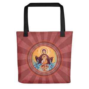 Einkaufstasche - Jungfrau Maria Kunst - Unsere Liebe Frau vom Zeichen - religiöses Geschenk für sie - Byzantinische Ikone - Jungfrau Maria Ikonen