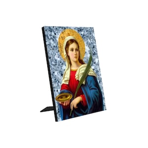 St Lucy Icon on wood - Religious Icons - Saint Lucy - Photo Panel for Tabletop Display 6&quot;x8&quot; - Saint Lucia - Catholic Saints Art - Prayer
