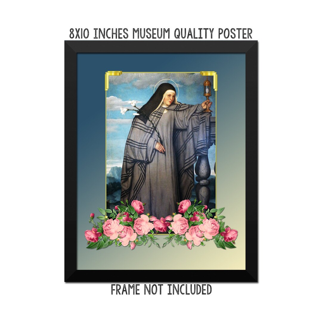 St Clare of Assisi Religious Poster Catholic Artwork Saints Serie Art