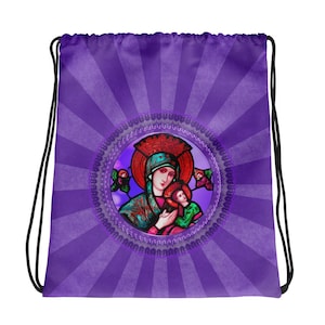 Jungfrau Maria Tasche - Kordelzugtasche - Muttergottes von Immerwährende Hilfe - katholische Geschenke - religiöse Taschen - Mutter Maria Kunst