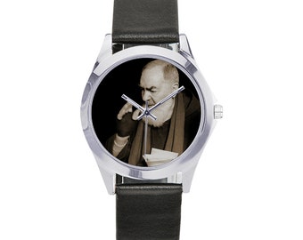 Saint Pio of Pietrelcina - Unisex Leather Watch - catholic gifts - religious watch - wrist watch - St Pio watch - Padre Pio - religious gift