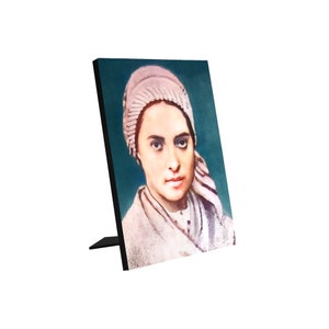 Katholische Geschenke - Heilige Bernadette Soubirous - Christliche Ikone auf Holz - Heilige Bernadette von Lourdes Fotoplatte für Tischanzeige - Religiös