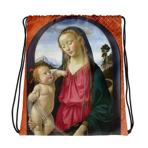 Kordelzug - Jungfrau und Kind - katholische Tasche - religiöse Taschen - Sporttasche - religiöse Geschenke - Jungfrau Maria Tasche