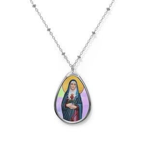Catholic gifts - Our Lady of Sorrows - Brass pendant and necklace chain - Catholic jewelry - Religious gift - Virgin Mary pendant