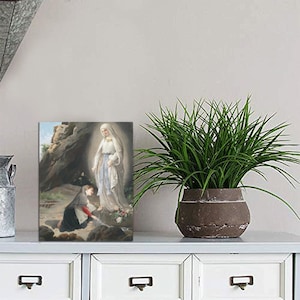 MDF Photo Panel HQ - Our Lady of Lourdes - Domenico Tojetti - Tabletop Display 6&quot;x8&quot; Catholic icon - Virgin of Lourdes - Blessed Virgin Mary