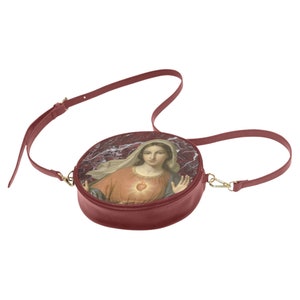 Catholic bag - Virgin Mary - Round Sling Bag - Immaculate Heart - gift for women - Virgin Mary and Child Jesus - religious bag - faith