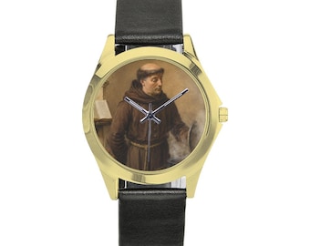 Brother Lawrence of the Resurrection - Carmelites - Unisex Leather Watch - wrist watches - religious gift - Devotional Art - Religious Watch