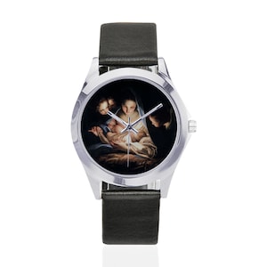 Christmas gifts - Unisex Leather Watch - The Nativity - catholic gifts - catholic watch - wrist watch - Virgin Mary watch - religious gifts