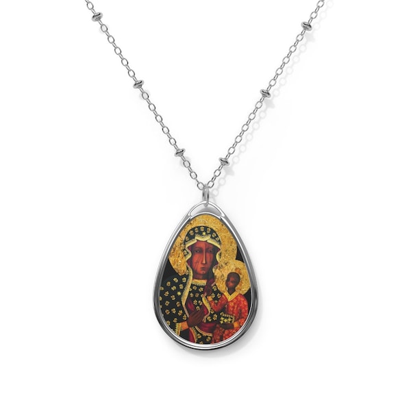 Catholic gift - Our Lady of Czestochowa - Brass pendant and necklace chain - Catholic jewelry - Religious gifts - catholic pendant