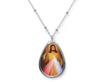 Catholic gifts - Merciful Jesus - Brass pendant and necklace chain - Divine Mercy Jesus - Religious gifts - catholic pendant
