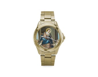 Unisex Gilt Watch - Our Lady of the Rosary of Pompei - wrist watch - Virgin of the Rosary - religious watches - Catholic gifts - Holy art