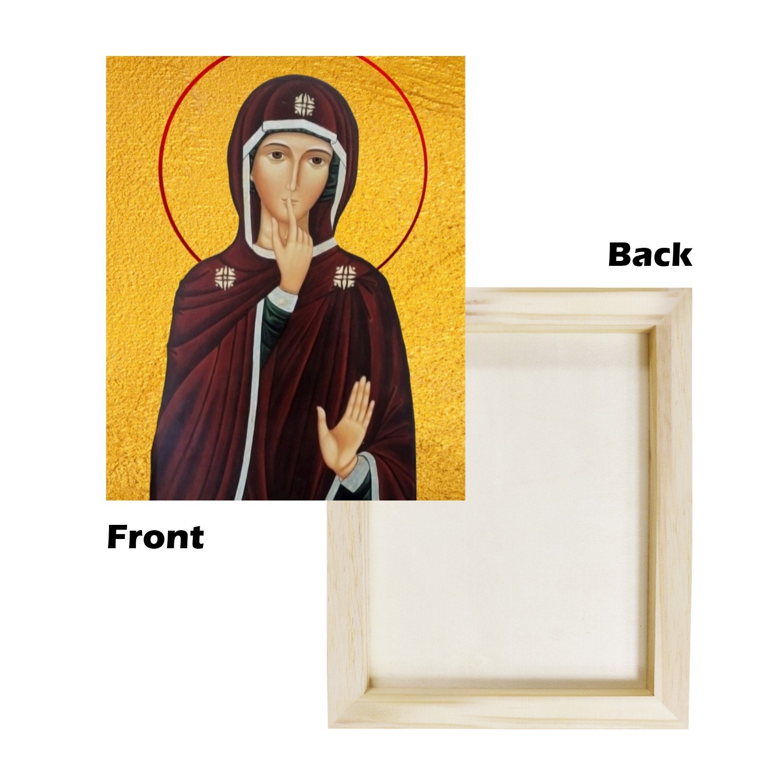 Catholic Icon on Wood - Our Lady of Silence - Wood Prints - Religious wall art - Blessed Virgin Mary - Virgin of Silence