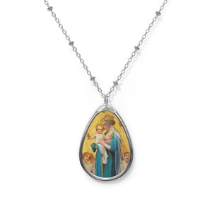 Catholic gift - Virgin Mary Queen of Angels - Brass pendant and necklace chain - Catholic jewelry - Religious gifts - catholic pendant