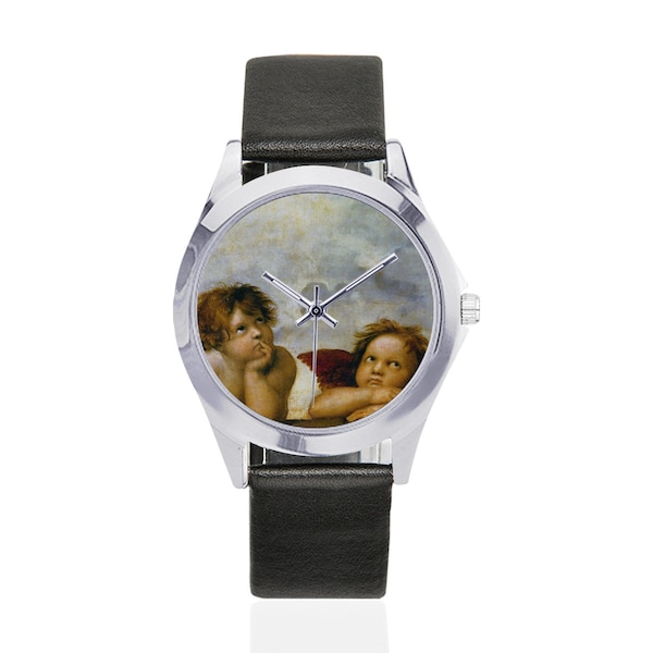 Unisex Leather Watch - Angels by Raphael Sanzio - spiritual gifts - wrist watch - Raffaello - Watches - religious gift idea