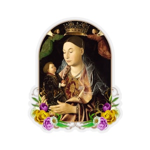 Selige Jungfrau Maria Königin des Himmels und der Erde - Katholischer Aufkleber - Religiöse Aufkleber - Heilige Maria - Heilige Kunst