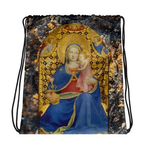 Kordelzug - Jungfrau Maria von Beato Angelico - Katholische Tasche - Jungfrau Maria Kunst - Katholisches Geschenk für Sie
