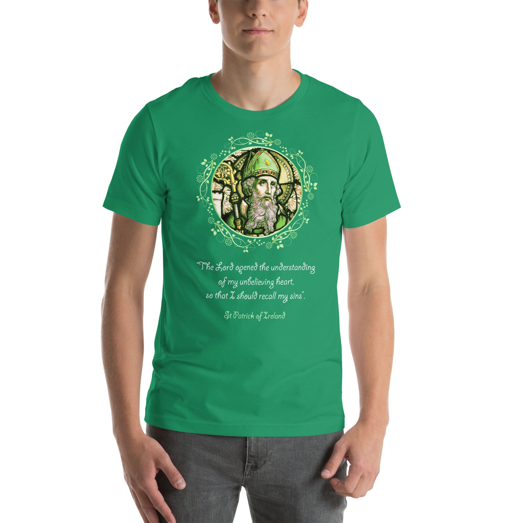 Catholic T-Shirt - St Patrick of Ireland with Quote - 5 Colors - Unisex - Catholic Apparel - Catholic Quotes - Saint Patrick, image size:2000x2000