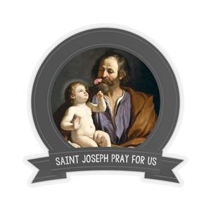 Sint-Jozef en kind Jezus - katholieke stickers - religieuze sticker - heilige kunst - heilige Jozef - katholieke geschenken - heilige geschenken
