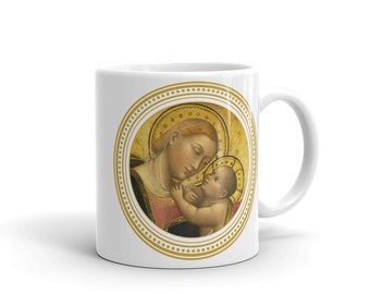 Catholic gifts - Madonna of Humility - devotional ceramic mug - coffee mug - Virgin and Child - Blessed Mary art