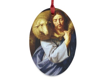 Wooden Ornament - Jesus Christ Good Shepherd - Christmas ornaments - Christmas gift idea - Tree - Wood Magnet - Jesus Art